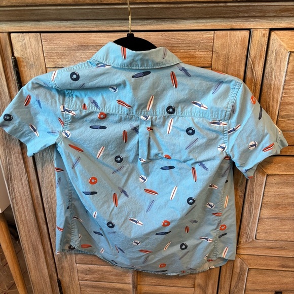 Nordstrom Boys Blue Poolside Surf Button Up T Shirt Size 7 - Picture 3 of 3